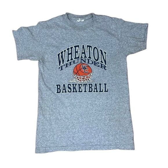 Vintage Wheaton College Thunder Basketball Single Stitch T Shirt Small - Picture 1 of 7